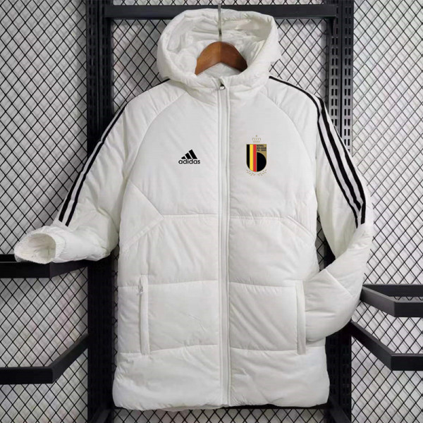 23-24 Belgium White Hooded Cotton Coat Black Edge (黑色边) 棉衣