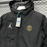 24-25 PSG Jordan Cotton Thickened warm Black Outdoor Jackets #P2加棉冲锋衣