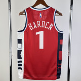24-25 Clippers HARDEN #1 Red Top Quality Hot Pressing NBA Jersey (Trapeze Edition) 飞人版
