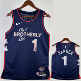 23-24 76ERS HARDEN #1 Dark Blue City Edition Top Quality Hot Pressing NBA Jersey