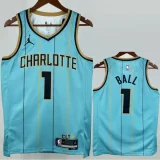 24-25 Hornets BALL #1 Blue City Edition Top Quality Hot Pressing NBA Jersey(V领)