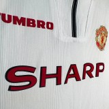 1998 Man Utd White Retro Retro Soccer Jersey