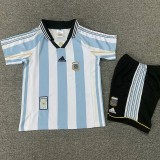 1998 Argentina Home Kids Retro Soccer Jersey