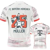 2025-26 Bayern Away Muller #25 Print Picture Number Fans Soccer Jersey