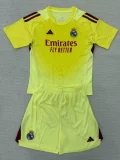 2025-26 Real Madrid Light Yellow GoalKeeper Kids Soccer Jersey