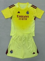 2025-26 Real Madrid Light Yellow GoalKeeper Kids Soccer Jersey