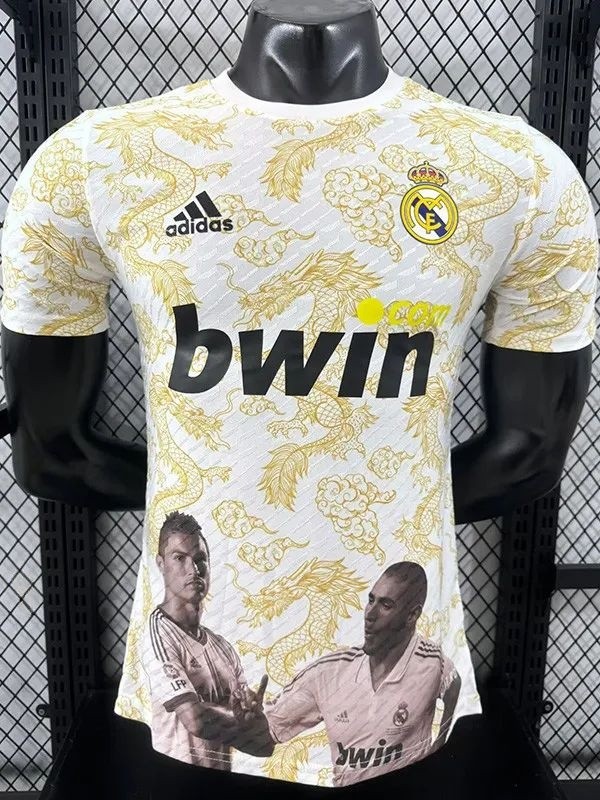 2025-26 Real Madrid  White Yellow Special Edition Player Version Training Shirts