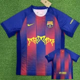 2025/26 FC Barcelona Home Print Personalized AD Fans Soccer Jersey