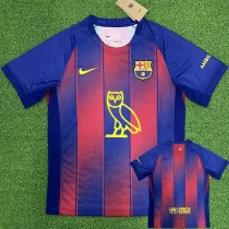 2025/26 FC Barcelona Home Print Personalized AD Fans Soccer Jersey