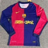 2024-25 Barcelona  Home Long Sleeve Player Version Soccer Jersey (Cactus Jack)(长袖球员)