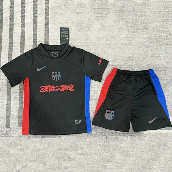 2024-25 Barcelona Away Kids Soccer Jersey (Cactus Jack)红