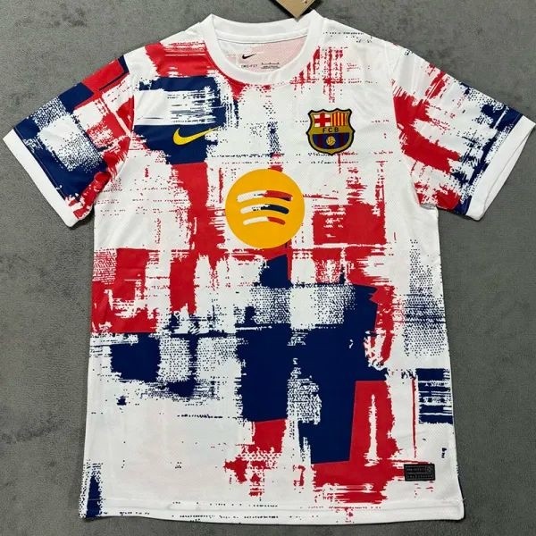 2025-26 Barcelona  Special Edition White Red Fans Training Shirts