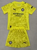 25-26 Man City Yellow Goalkeeper Kids Soccer Jersey