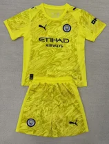 25-26 Man City Yellow Goalkeeper Kids Soccer Jersey