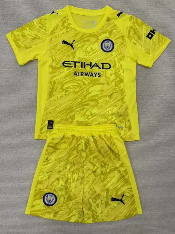 25-26 Man City Yellow Goalkeeper Kids Soccer Jersey