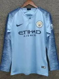 2018-2019 Man City Home Long Sleeve Retro Soccer Jersey (长袖)