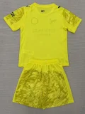 25-26 Man City Yellow Goalkeeper Kids Soccer Jersey