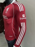 Liverpool   Red Long Sleeve Player Version Soccer Jersey  2025/26 长袖球员