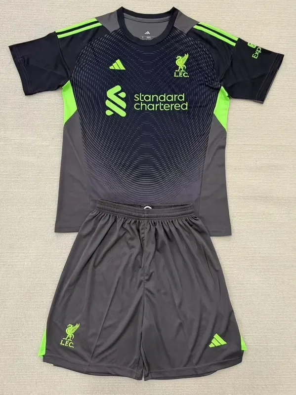 2025-26 Liverpool Black GoalKeeper Kids Soccer Jersey