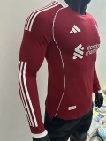 Liverpool   Red Long Sleeve Player Version Soccer Jersey  2025/26 长袖球员