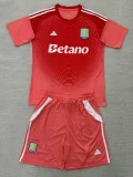 2025-26 Aston Villa Orange Goalkeeper Kids Soccer Jersey