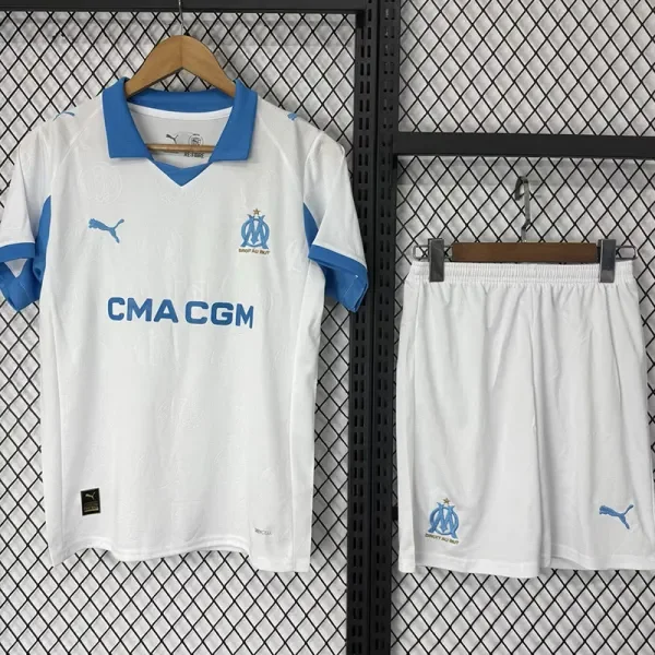 2025-26 Marseille Home Kids Soccer Jersey