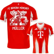 2025-26 Bayern Home Muller #25 Print Photo Number Fans Soccer Jersey