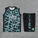 2025-26 Inter Milan Black blue Tank top and shorts suit