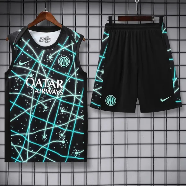 2025-26 Inter Milan Black blue Tank top and shorts suit