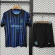 2025-26 Inter Milan  Home Kids Soccer Jersey (左袖/背下广告)