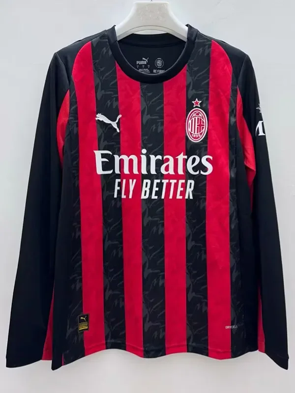 2025-26 AC Milan  Home Long Sleeve Soccer Jersey (长袖)