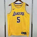 2022-23 Lakers AYTON #5 Yellow Top Quality Hot Pressing NBA Jersey(圆领)