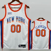 2024-25 KNICKS CLARKSON #00 White City Edition Top Quality Hot Pressing NBA Jersey