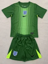 2025-26 England Green Goalkeeper Kids Soccer Jersey