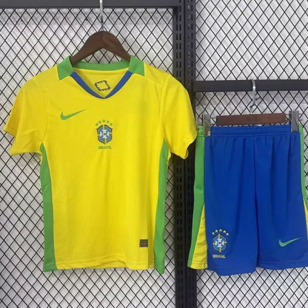 2025-26 Brazil Home Kids Soccer Jersey