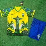 2025-26 Brazil Yellow Green Special Edition Kids Soccer Jersey