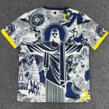 2025-26 Brazil Cyan Special Edition Training shirts (黄袖边)