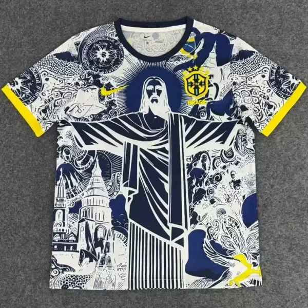 2025-26 Brazil Cyan Special Edition Training shirts (黄袖边)