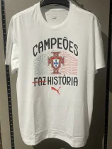 2025-26 Portugal White Champions High Quality Casual T-Shirt 白圆领