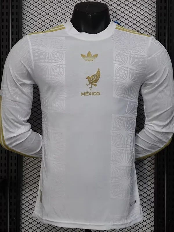 2025-26 Mexico Gold Cup White Long Sleeve Player Version Soccer Jersey (长袖球员)