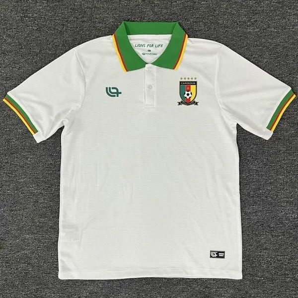 2025-26 Cameroon White Polo Short Sleeve