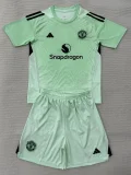 2025-26 Man Utd Light Green GoalKeeper Kids Soccer Jersey
