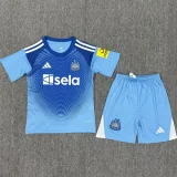 2025-26 Newcastle Blue Goalkeeper Kids Soccer Jersey