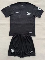 2025-26 Wolves Black Goalkeeper Kids Soccer Jersey