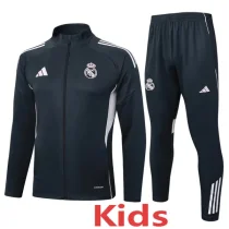 2025-26 Real Madrid Dark gray Kids Jacket Tracksuit #E2568(童装)