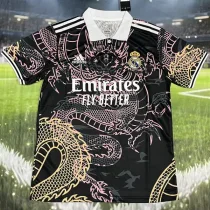 2025-26 Real Madrid  Black Special Edition Fans Training Shirts (粉金龙)