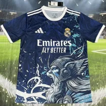 2025-26 Real Madrid  Dark Blue Special Edition Fans Training Shirts (狮头)