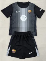 2025-26  Barcelona Black Goalkeeper Kids Soccer Jersey