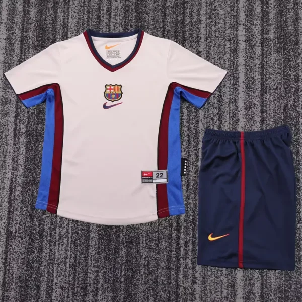 1998-1999 Barcelona  Away Kids Retro Soccer Jersey