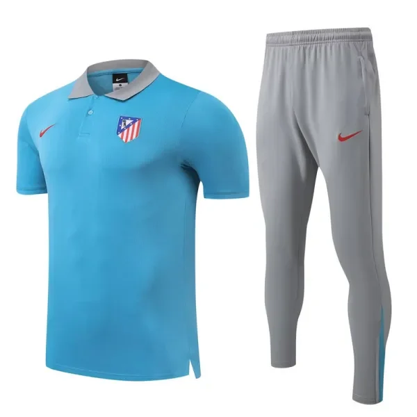2025-26 Atletico Madrid Lake blue Polo Tracksuit